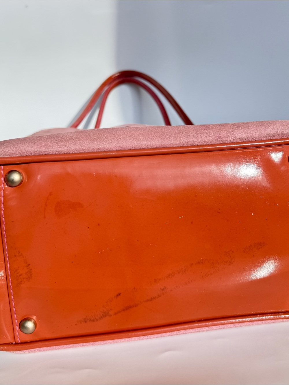 Authentic Chanel Camellia shoulder Tote Bag in pink and orange - Picture 7 of 8